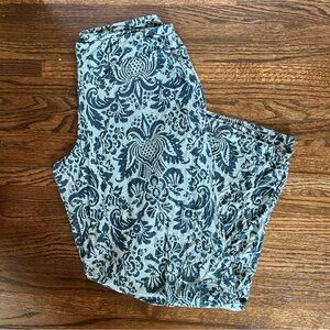 Soma Pajama Pants Blue Teal Damask L VGUC